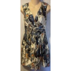 LEIFSDOTTIR ANTHROPOLOGIE Silk Floating Peacock Feathers Mini Dress  2